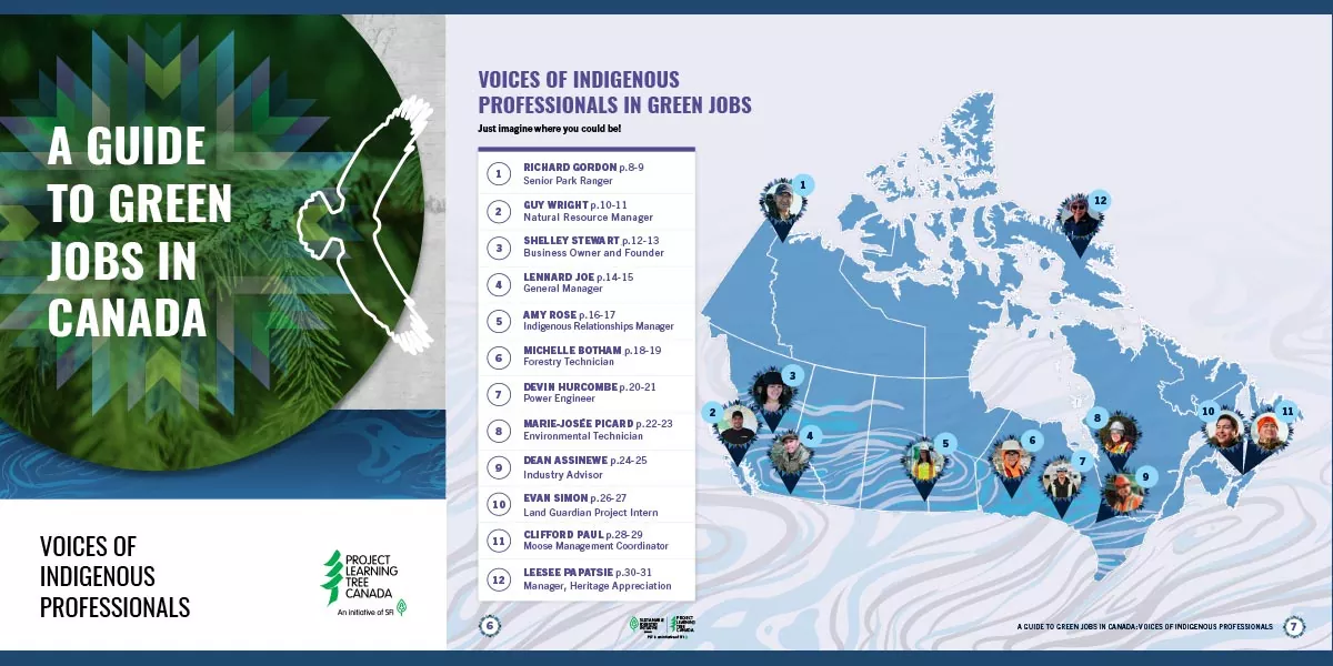 cover of the green jobs guide and map of profiles