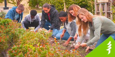 back to school banner image of youth gardening