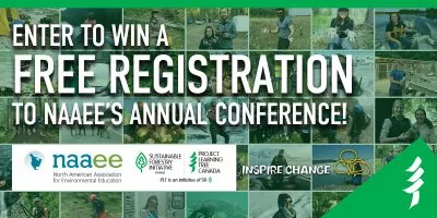 A collage of people outside with the text: "Enter to win a free registration to NAAEE's annual conference"