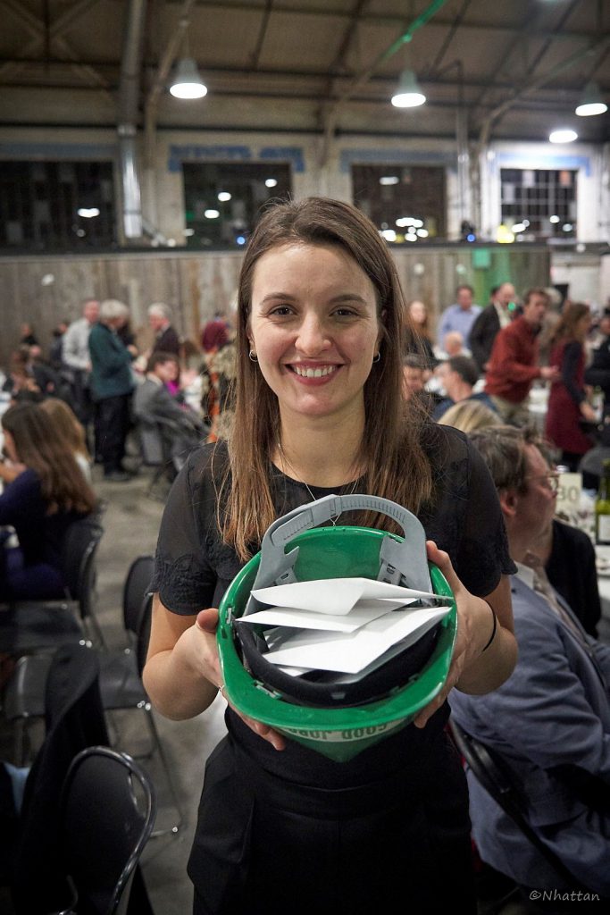 Emilie Grenier, Ecology Ottawa’s Climate Change Campaign Organizer at Ecology Ottawa, collecting donations at the not for profit’s annual fundraiser in 2019.