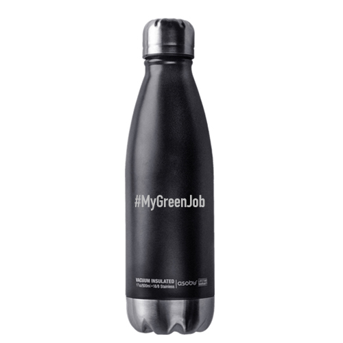black and silver water bottle