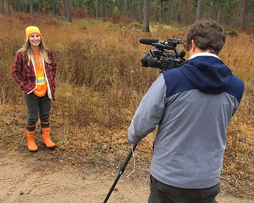 Amy recording her speaking part