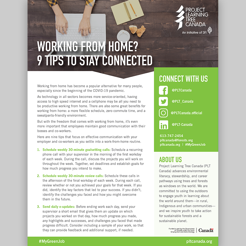 9 tips to stay connected while working from home project learning tree canada