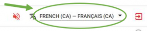 French menu highlighted in green.