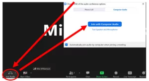 Rejoining audio Zoom screenshot