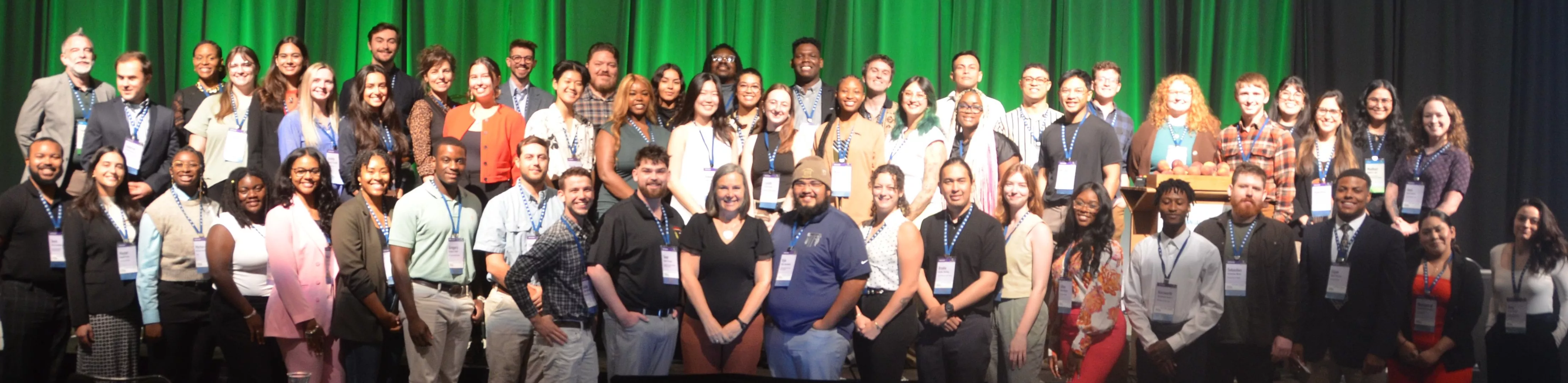 Group shot of youth delegates and mentors on stage of 2024 SFI Annual Conference 
